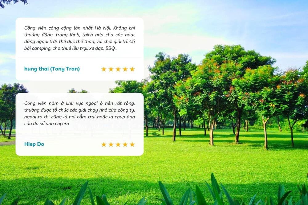 Công viên xanh mát với nhiều trò chơi ngoài trời, lý tưởng cho gia đình (Nguồn: Internet).